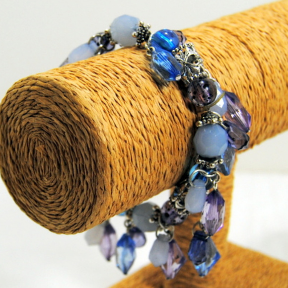 Charm Bracelet Cuff Crystals Metal Bead Dangle - Picture 4 of 4